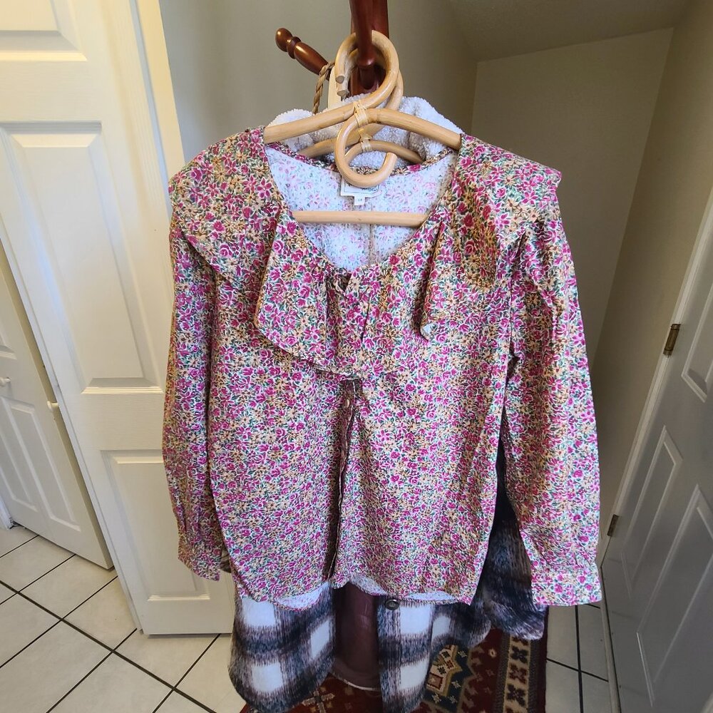 Willow Ridge Floral Blouse - Pink and Green